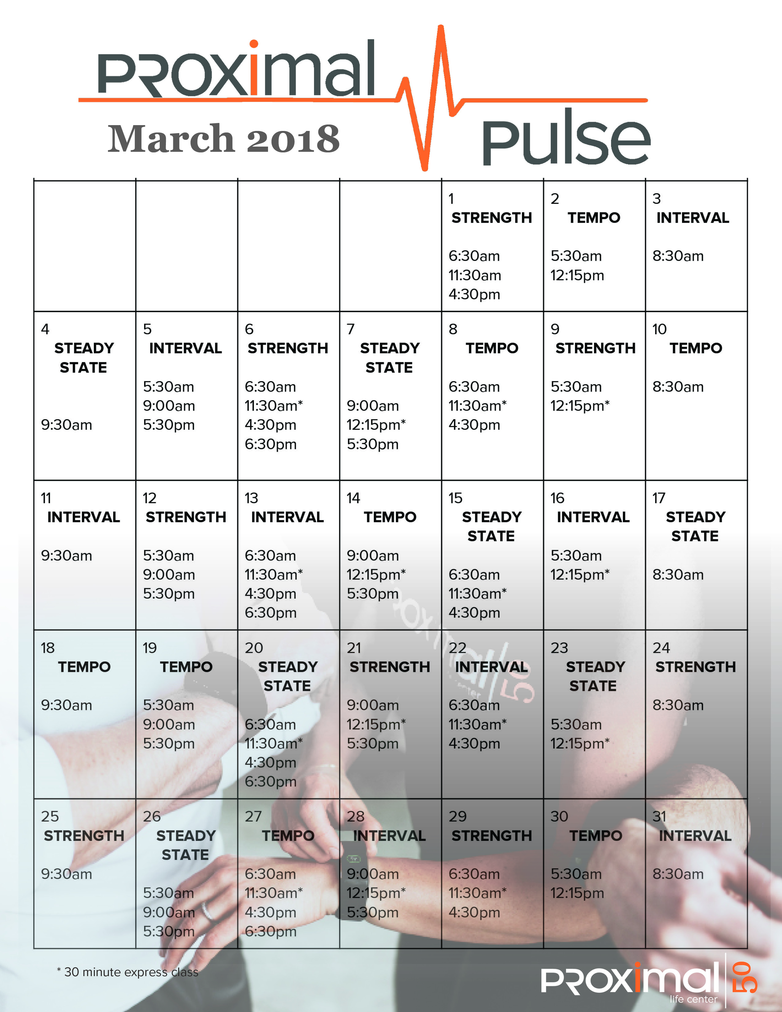 March Pulse Schedule page 1 - Proximal50